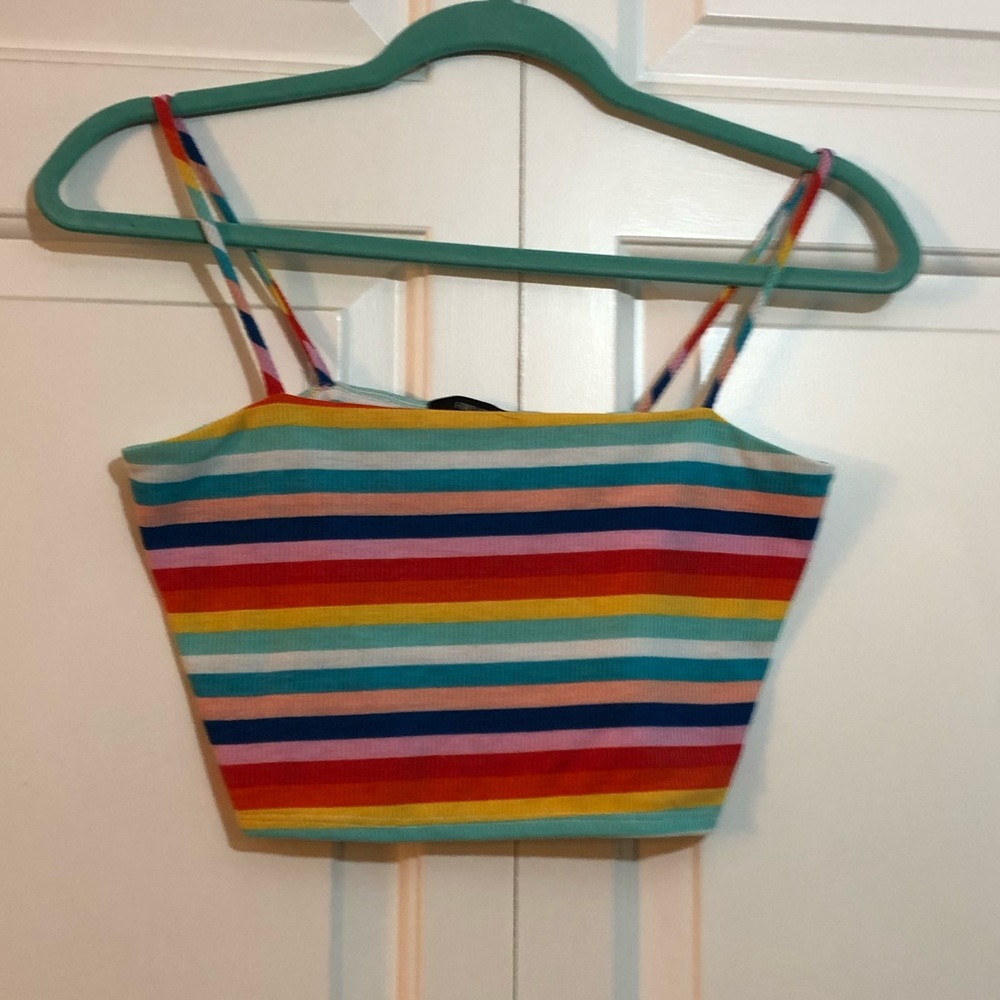Rainbow striped crop top